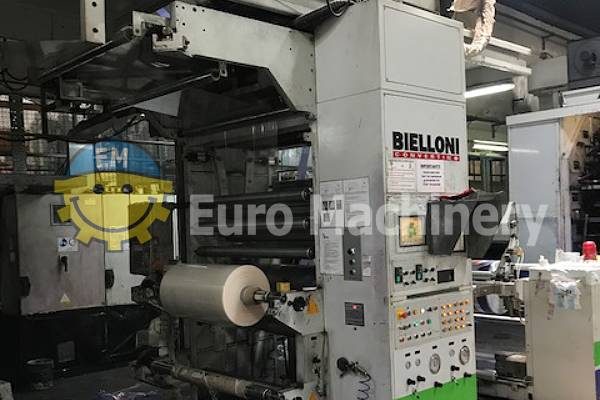 Flexographic Machine for printing in 8 colors. Can print on: PE, PP, OPP, PET, Paper. Bielloni Brand Flexo Printer for sale from Euro Machinery