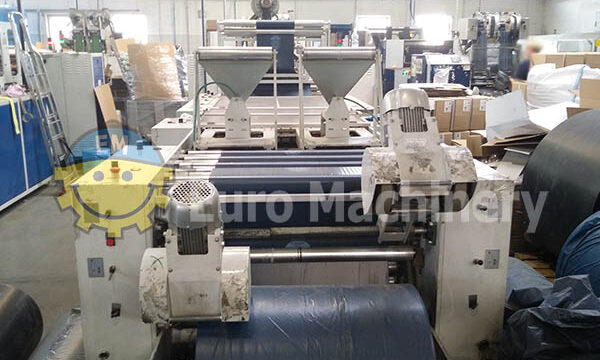 Roll bag making machine for sale by Euro Machinery. Production of garbage bags from recycled plastic film. Production of fruit and vegetable bags.