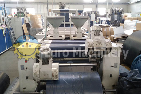 Roll bag making machine for sale by Euro Machinery. Production of garbage bags from recycled plastic film. Production of fruit and vegetable bags.