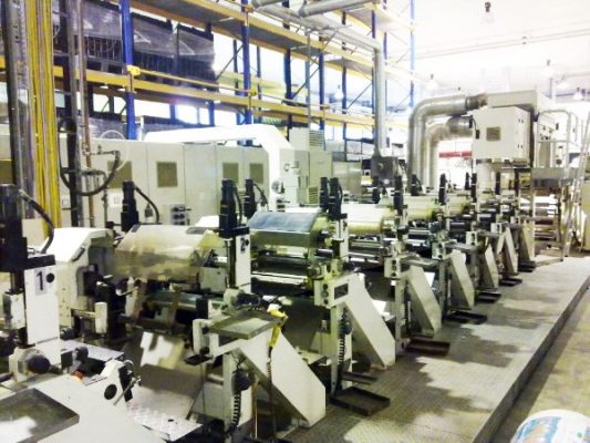 Narrow web flexo press horisontal position of printing units