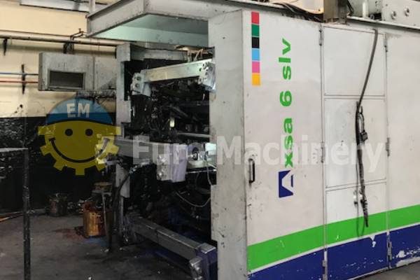 Bielloni Central Impression Printer. 6 Colors. Can print on PE, PP, OPP, PET, Paper. Flexo printer for sale from Euro Machinery