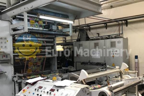 Bielloni Central Impression Printer. 6 Colors. Can print on PE, PP, OPP, PET, Paper. Flexo printer for sale from Euro Machinery
