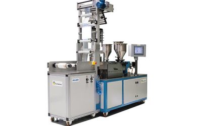 Three Layer Lab Extruder R&D test of new polymers, MaterBi, Bio-based plastic materials, RECYCLED granules, processing small batches