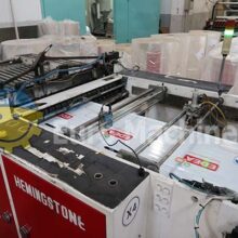 HEMINGSTONE patch Handle Bag Making Machine from LDPE and HDPE. Glue base reinforced patch handle bags. Used plastic bag making mahcines