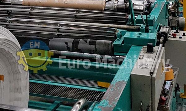 Lenzing Laminator for Extrusion coating mono-extruder. Can process PP coated with: textile, non woven fabric, jute. Can be seen running.