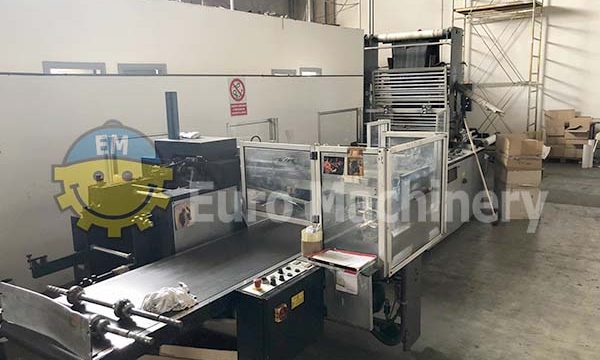 Used De Bernardi 80 G-SH Flexo-loop bag making machine. Production of side weld bags such as patch handle, flexoloop and safety bags.