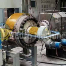 Plastic extrusion screen changer used in recycling.