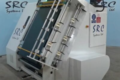 SRC TTR 168 slitter rewinder is a compact slitter built specifically for thermal transfer films